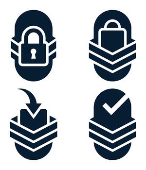 data storage archive secure documentation stack file folder classification system icon set vector