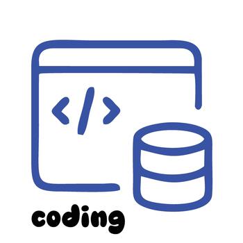 codificación y base de datos icono programación, datos almacenamiento, tecnología concepto vector