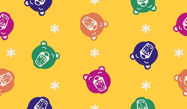 Bear pattern background vector