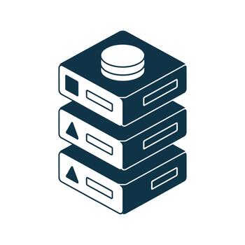 isométrica servidor apilar base de datos icono vector