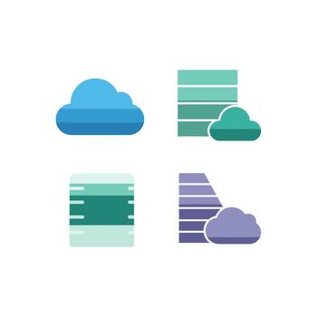nube informática y base de datos almacenamiento icono conjunto vector