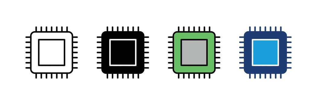 Computer Microchip Processor icon. CPU Central Processing Unit Icon Set. vector