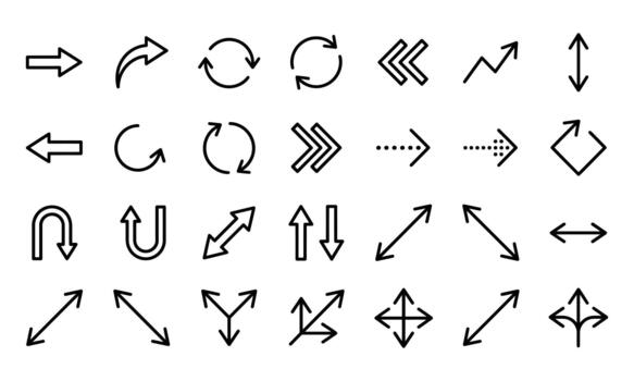 Interface Navigation Linear Arrows Refresh Loop Straight Diagonal Pointers Icon vector
