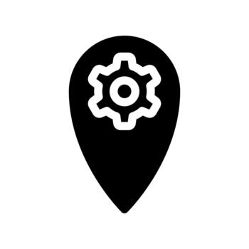 Solid Map Pointer With Internal Gear Symbol vector