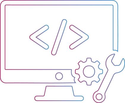 Coding web development on computer screen with tools vector