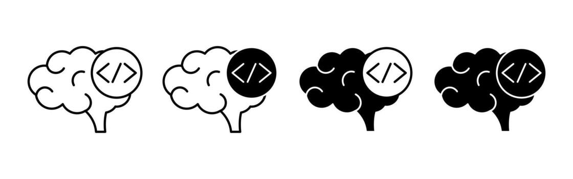 Brain Coding Development Icon for Programming Software Engineering and Logical Thinking vector