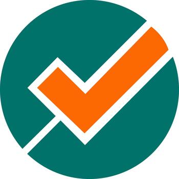 Checkmark icon inside solid circle button shape vector