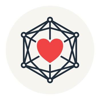 Quantum heart algorithm network icon vector