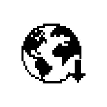 Pixel art world decrease icon vector