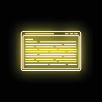 programa ventana demostración codificación guión con neón efecto vector