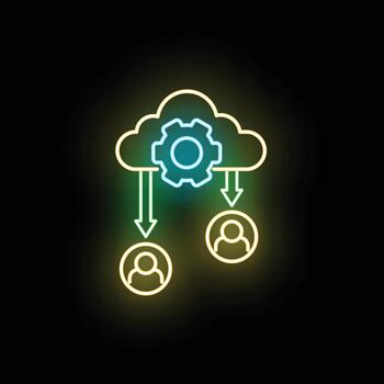 nube informática Procesando compartiendo datos a los usuarios vector