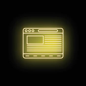 Glowing web browser window interface vector