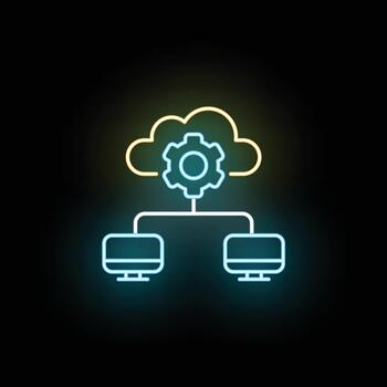 nube informática datos red conectando múltiple dispositivos icono vector