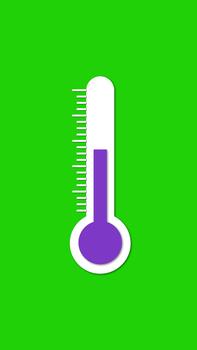 Vertikale Thermometer Temperatur erhöhen, ansteigen und verringern Animation Grün Bildschirm 4k video