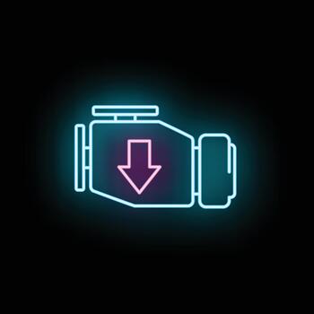 neón motor icono demostración actuación disminución vector