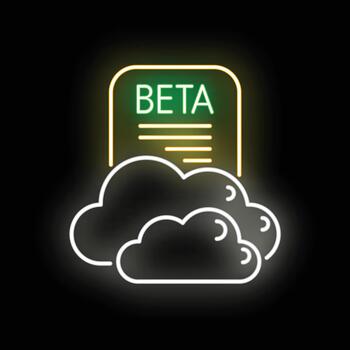 beta programa pruebas nube informática solicitud neón icono vector