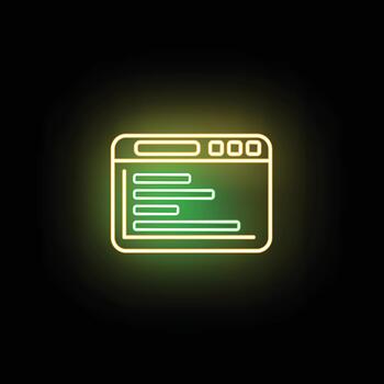 Neon web page developing coding interface icon vector