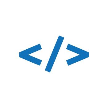 Blue Angle Brackets Icon, Representing Code, Programming, and Markup Language Elements. vector