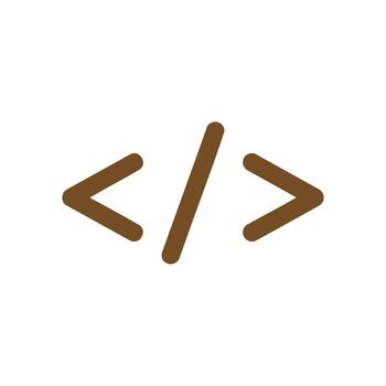 código soportes icono, simbolizando programación, software desarrollo, y digital guion vector
