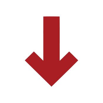 Red Down Arrow Icon Indicating Direction Decrease Decline or Navigation Movement vector