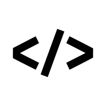 Black angle brackets symbolizing code or programming markup language. vector