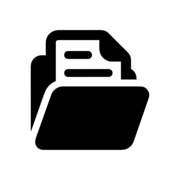 Simple Solid Folder Icon with Document Symbol Inside vector