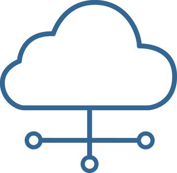 digital nube informática datos distribución plano icono vector