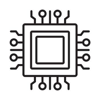 computadora procesador pastilla contorno icono vector