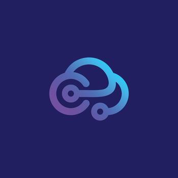 Cloud Computing Technology Logo Modern Digital Connectivity. vector