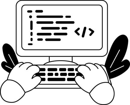 ordenador portátil pantalla codificación y estudiar elementos. vector