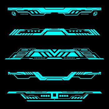 Futuristic Tech HUD Interface Elements. vector