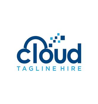 nube informática logo con digital píxeles vector