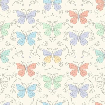 Butterfly Doodle Pattern vector