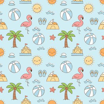 Cute Beach Pattern vector