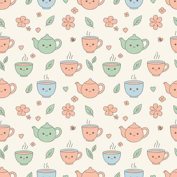 Cute Tea Pattern vector