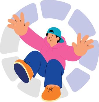 personaje que cae mediante un cargando error pantalla. vector