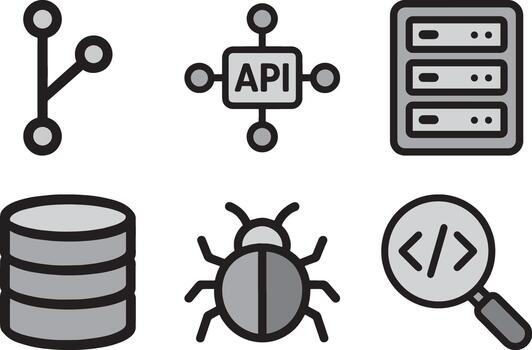 Programming Tools Database API and Git 2Tone Icon vector