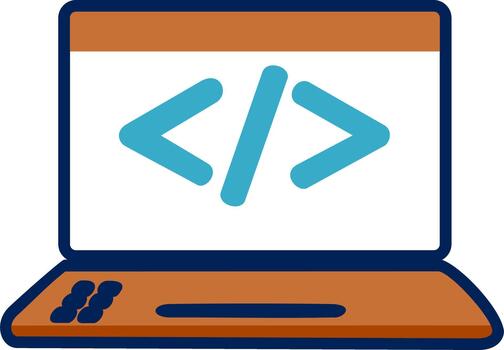 ordenador portátil computadora con programación código línea icono vector