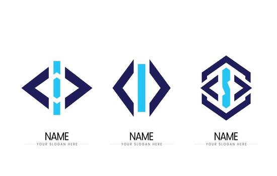 resumen digital código logo conjunto vector