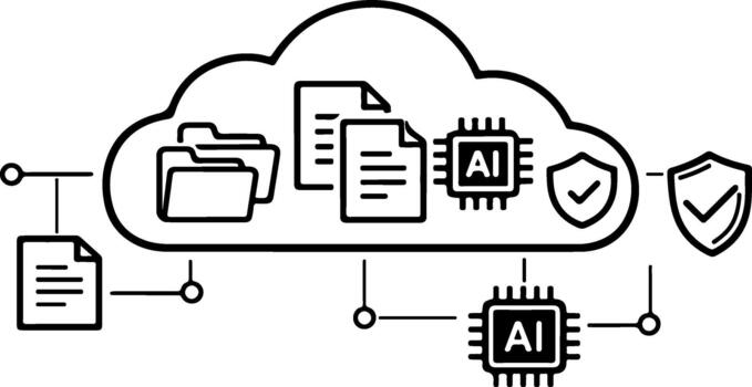 nube informática datos seguridad y artificial inteligencia red infraestructura vector