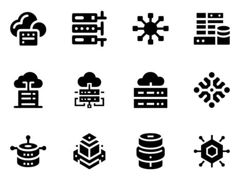 datos servidor nube tecnología íconos conjunto vector