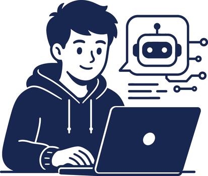Student avatar programming with artificial intelligence learning platform vector
