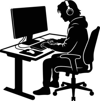 programador codificación en escritorio computadora para tecnología y software desarrollo vector