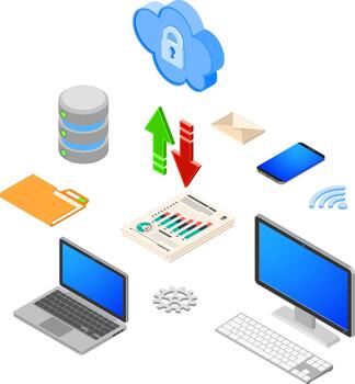 Cloud Computing Technology Isometric with Isometric Cloud Computing Cloud vector