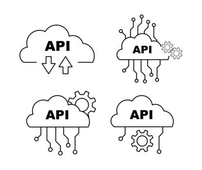 Api cloud computing icon set vector