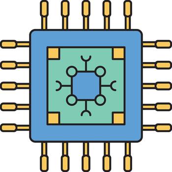 computadora pastilla UPC procesador plano icono vector