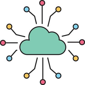 Cloud computing network database flat icon vector
