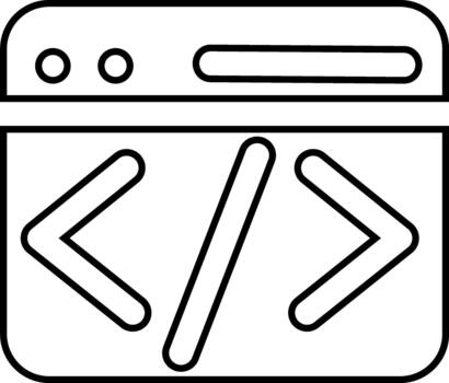 contorno web desarrollo navegador icono con codificación símbolo y fuente código vector