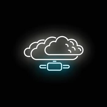 Cloud computing data storage network technology neon icon vector