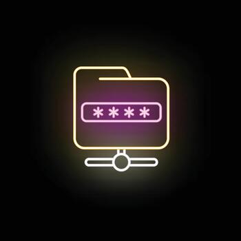 Encrypted folder on network displaying security password vector